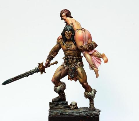 Figurine en résine guerrier et femme, 1/24, 75mm, kits de modèles miniatures gk, non peints ► Photo 1/1