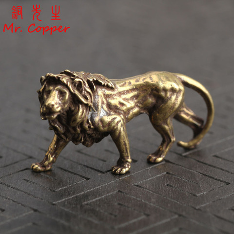 Figurines Miniatures du roi Lion, en cuivre pur, décorations Vintage, Mini Animal, décoration pour la maison, artisanat ► Photo 1/6