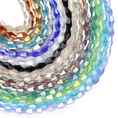 JHNBY-longues perles en cristal autrichien à facettes, Bicone, 100 pièces, 3*6mm, perles en verre de haute qualité, pour la fabrication de bracelets et de bijoux, bricolage ► Photo 1/4