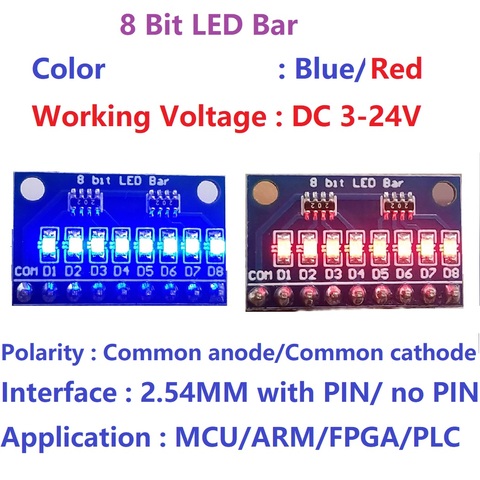 Module indicateur LED 5x3.3V 5V 8 bits bleu/rouge, anode/cathode commune, kit de bricolage pour Arduino NANO UNO raspberry pi 4 nodemcu ► Photo 1/6