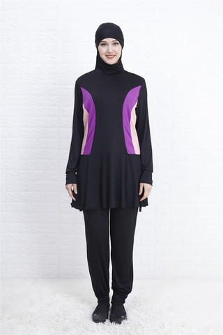 Maillot de bain musulman islamique arabe pour femmes, couverture complète, ensemble 2 pièces, Hijab, modeste, vêtements de Surf, Sport, burkini, plage ► Photo 1/6