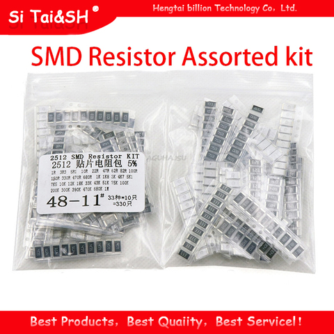 330 PCS/lot 1ohm-1M ohm résistances électroniques 5% 2512 SMD résistance ensemble de kit assorti 10R 47R 100R 10K 470K 680K smd résistance pack ► Photo 1/1