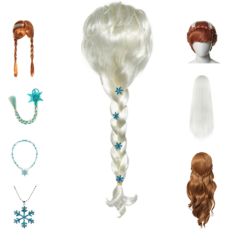 Nouvel an princesse filles Anna Elsa 2 perruque chapeaux Cosplay reine des neiges bandeaux enfants bijoux fête de noël coiffe fantaisie ► Photo 1/6