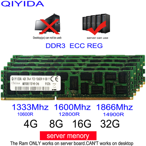 Mémoire de serveur, modèle ddr3, capacité 4 go 8 go 16 go 32 go, fréquence d'horloge 10600R, 12800R, 14900R, ECC REG, fréquence d'horloge 1600/1866/1333Mhz, RAM compatible X58 X79 X99 ► Photo 1/6