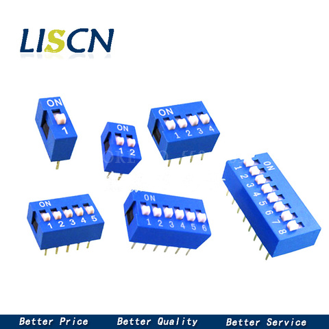10 pièces Module de commutateur de Type à glissière 1 ~ 12 bits 2.54mm Position manière DIP bleu pas commutateur à bascule interrupteur à pression bleu pour PCB 8PIN 6PIN ► Photo 1/3
