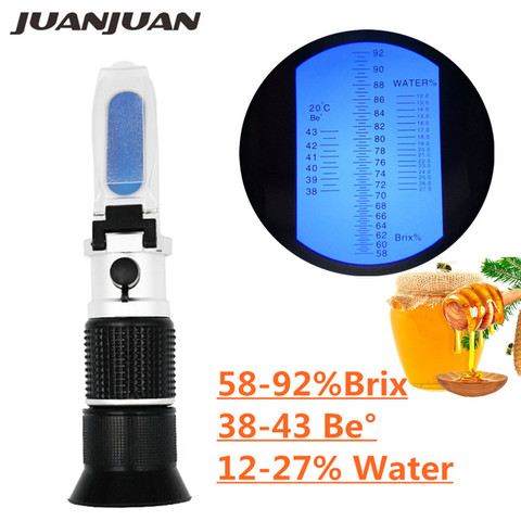Réfractomètre portable miel Brix 58-92% (teneur en sucre) compteur de concentration de miel de réfraction apicole avec ATC 20% de réduction ► Photo 1/6
