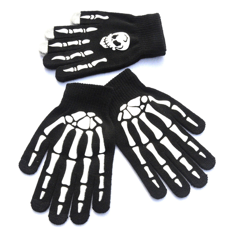 Gants lumineux pour l'hiver, accessoires d'halloween, chauds, antidérapants, horreur, tête de mort, Grimace, unisexe ► Photo 1/6