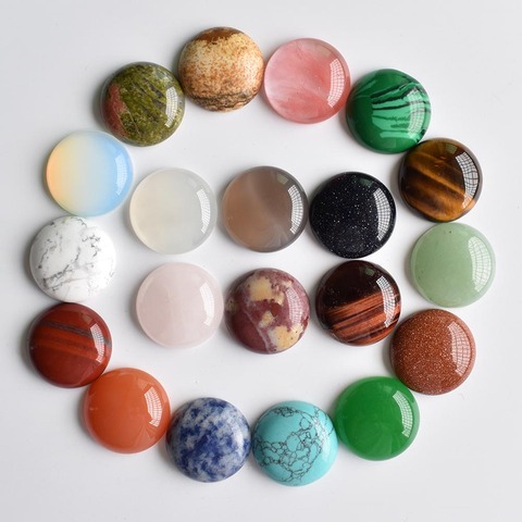 Cabochon rond mixte opale Malachite œil de tigre, 24 pièces/lot, pierre naturelle de bonne qualité, vente en gros, 20mm, livraison gratuite ► Photo 1/6