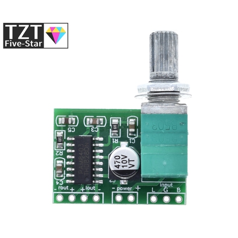 TZT – carte d'amplificateur Audio de puissance 5V, 2 canaux 3W, contrôle de Volume/alimentation USB, PAM8403 ► Photo 1/6