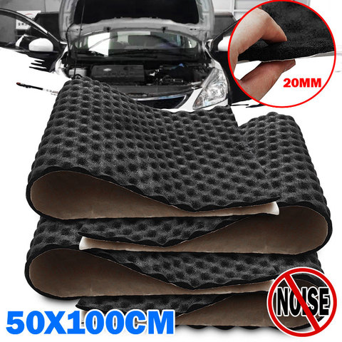 3X 50*100cm 20mm voiture son chaud Deadener Mat bruit preuve Bonnet isolation amortissement capot moteur chaleur mousse coton autocollant ► Photo 1/6