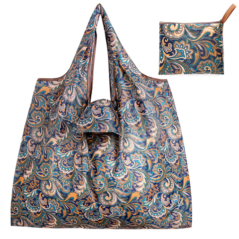 Grande taille fourre-tout ECO réutilisable Polyester Portable épaule femmes sacs à main pliant pochette sac à provisions pliable ► Photo 1/3