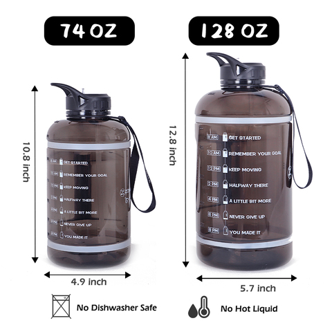 ZOMAKE – grande bouteille d'eau 2,2 l, avec marqueur de temps et paille, carafe à eau de motivation sans BPA, étanche, pour la gymnastique ► Photo 1/1