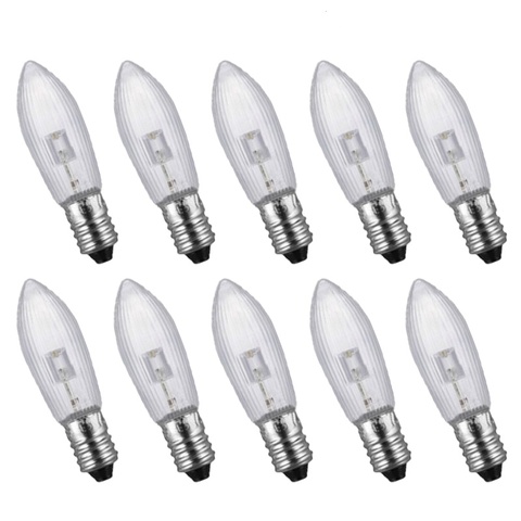 Ampoules LED de remplacement E10, 10 pièces/paquet, bougie supérieure, lampe féerique de noël, blanc chaud, décor de noël, vente en gros, 10V-55V AC ► Photo 1/6