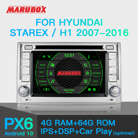 MARUBOX-autoradio PX6 Android 10.0, GPS, lecteur multimédia Central, stéréo, 2 Din, pour voiture Hyundai H1 Grand Starex (2007-2016) ► Photo 1/6