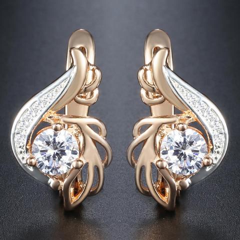 Davieslee – boucles d'oreilles rondes pour femmes, en zircon cubique, blanc, Rose, or rempli, DGE104, 585 ► Photo 1/6