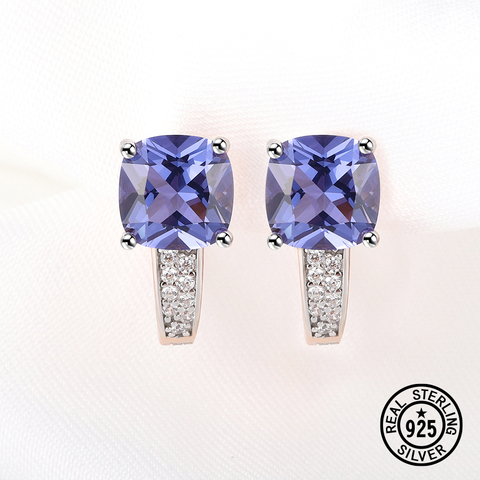 Boucles d'oreilles en argent Sterling 925 et pierres précieuses de Tanzanite pour femmes, cadeaux d'anniversaire, bijoux fins de luxe et délicats pour mariage, plaqué or Rose ► Photo 1/6