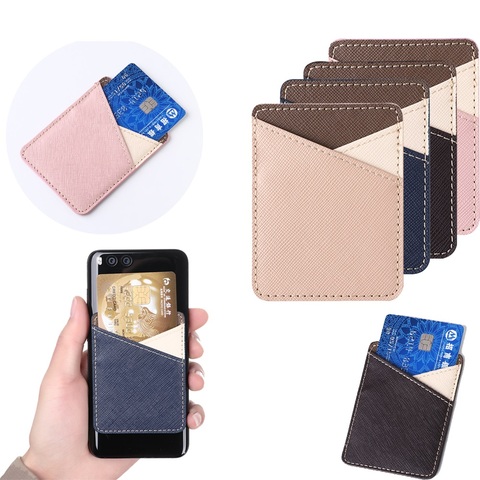 1 pièces nouvelle mode ID crédit porte-carte autocollant adhésif téléphone portable portefeuille poche élastique téléphone portable poche bâton-on carte sac ► Photo 1/6