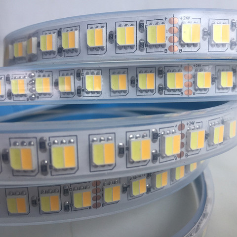 CCT – bande LED double blanc chaud et blanc 2 en 1, 5050/5025, ruban de lumière, couleur réglable, dc 12V/24V, étanche, 60 /120 diodes ► Photo 1/6