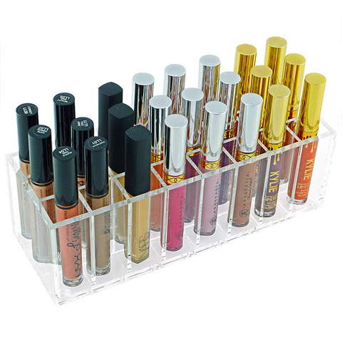 24 treillis acrylique rouge à lèvres organisateur Table maquillage boîte de rangement porte-vernis à ongles cosmétiques présentoir brillant à lèvres conteneur ► Photo 1/6