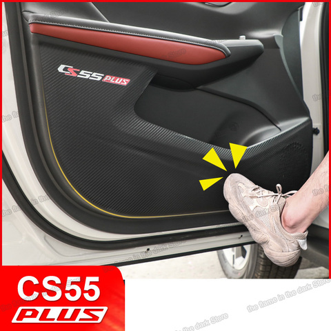 Lsrtw2017 – tapis anti-coup de pied pour porte de voiture en cuir et fibre de carbone, pour changan cs55 2017 2022 cs55 plus, accessoires ► Photo 1/6