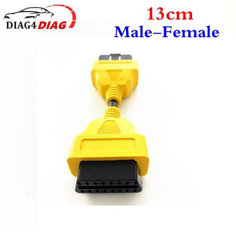 Câble d'extension OBD2 jaune 16 broches, 13CM/30CM, câble mâle à femelle, adaptateur d'extension Durable ► Photo 1/6