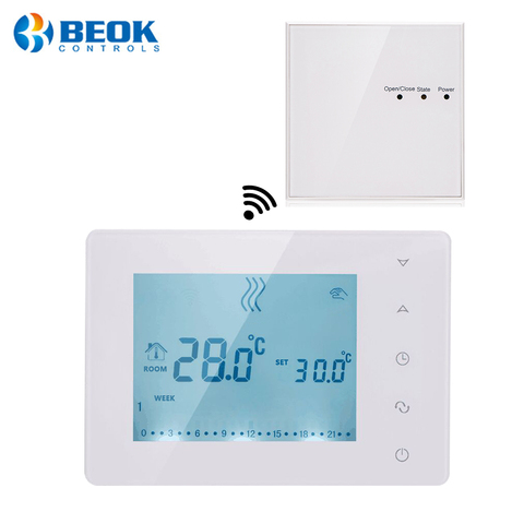 Beok Thermostat sans fil pour chaudière à gaz régulateur de température Radio fréquence salle chauffage AA alimenté par batterie BOT-X306 ► Photo 1/6