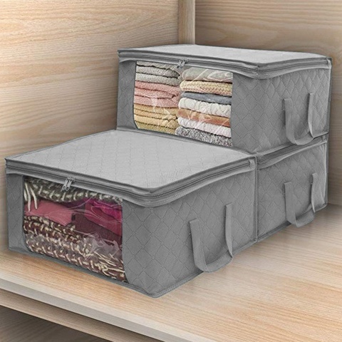 Sac de rangement pour vêtements Non tissés, couette pliante, boîte de finition d'armoire anti-poussière ► Photo 1/6