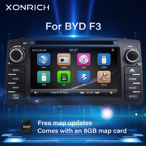 Xonrich – lecteur DVD de voiture, 2 Din, unité principale multimédia, avec Navigation gps, Audio stéréo, pour Toyota Corolla E120 BYD F3 2000 2005 2006 ► Photo 1/6