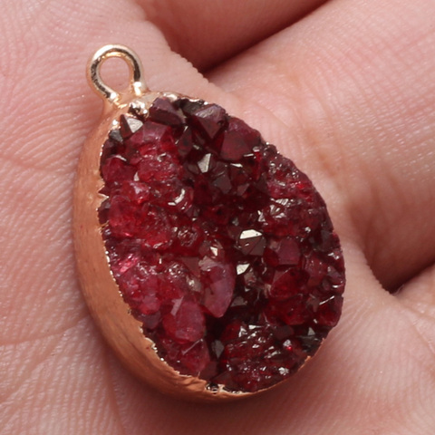 Pendentifs en cristal naturel Druzy Agates quartz, breloques de couleur mixte pour la fabrication de bijoux, accessoires de bricolage adaptés aux colliers taille 16x25mm ► Photo 1/6