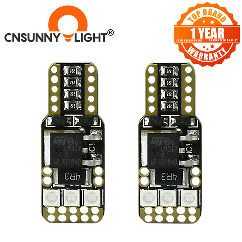 CNSUNNYLIGHT W5W T10 LED Canbus ampoules voiture intérieur lecture feux de stationnement blanc bleu rouge jaune aucune erreur 12V style de voiture ► Photo 1/6