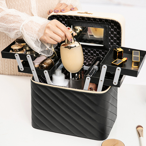 Nouveau sac de maquillage mode toilette cosmétique boîte de rangement Portable voyage maquillage valise ► Photo 1/5