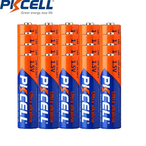 20 pièces PKCELL LR6 AA piles sèches alcalines 1.5V E91 AM3 MN1500 pour télécommande souris horloge thermomètre électronique ► Photo 1/6