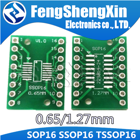 Carte de transfert TSSOP16 SSOP16 à DIP16, adaptateur de pas de carte de broche DIP, adaptateur PCB SOP16 ssop16 smd à DIP16 Pinboard 10 pièces ► Photo 1/2