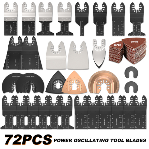 Kit de lames de scie multi-outils oscillantes de 72 pièces pour outils électriques de rénovation comme outils de coupe de bois Fein Multimaster,Dewalt,Ryobi ► Photo 1/6