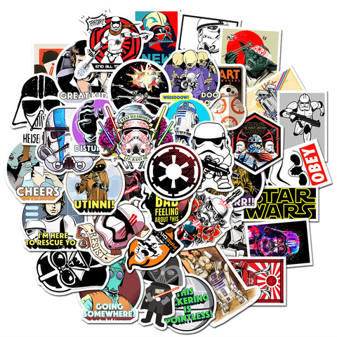 50 pièces/pack Star Wars Anime dessin animé voiture moto téléphone voyage bagages chariot ordinateur portable autocollant jouet ► Photo 1/5