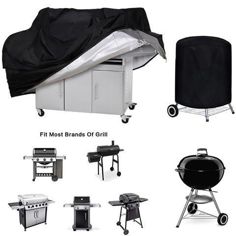 Housse de protection pour Barbecue, imperméable, robuste, anti-poussière, pour l'extérieur, protection contre la pluie, ronde, noire ► Photo 1/6