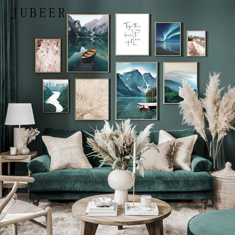 Style scandinave affiches et impressions paysage affiches sur le mur montagnes lacs toile peinture mur photo pour salon ► Photo 1/6