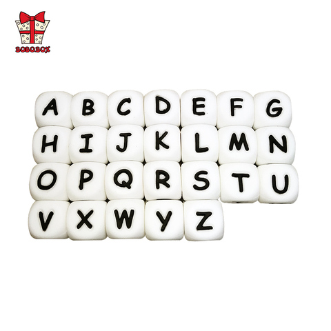 BOBO.BOX – perles de l'alphabet anglais en Silicone, 10 pièces, lettres sans BPA, matériel pour bricolage, collier de dentition pour bébé, anneau de dentition ► Photo 1/6