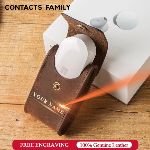 CONTACT'S FAMILY – étui pour écouteurs Microsoft Surface, en cuir véritable, Portable, de voyage, boîte de chargement ► Photo 1/6