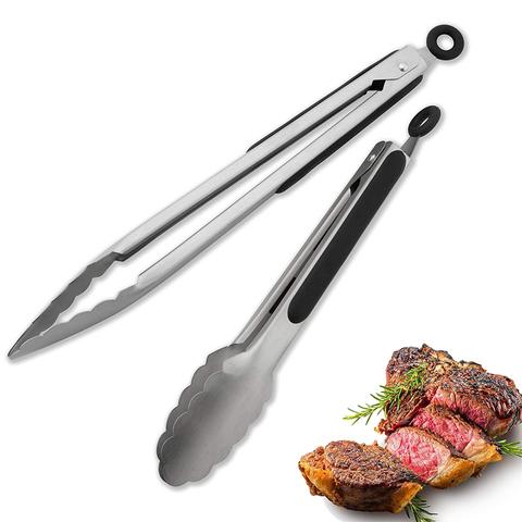 LMETJMA-Tongs de cuisine, 9 ''12'' 14 ''16'', en acier inoxydable, pour cuisson BBQ, pinces de salade antidérapantes KC0312 ► Photo 1/6