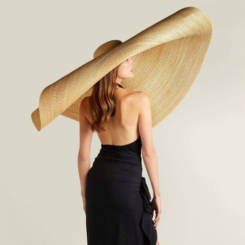 Chapeau de Protection pour femme | Pliable en plein air, pour plage, surdimensionné, chapeau de Protection solaire, chapeau de paille ► Photo 1/1
