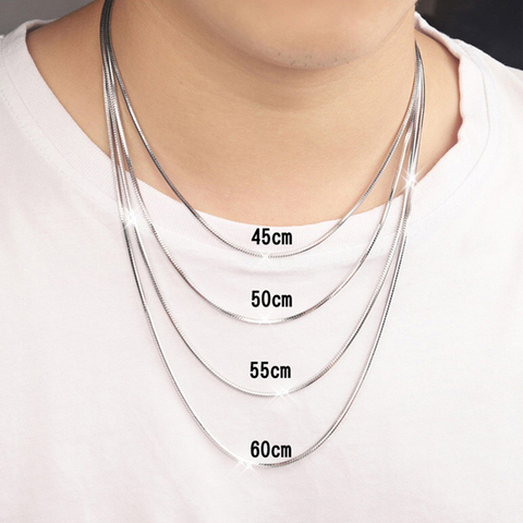 MIQIAO – chaîne serpent en argent Sterling 925, collier Long 40 45 50 55 60 CM, largeur grossière 1.2 1.5 1.8 2.0 MM, couleur platine pour femmes et hommes ► Photo 1/6