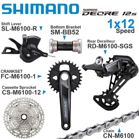 SHIMANO DEORE M6100 12v groupe manette de vitesse Cassette arrière pignon chaîne pédalier 1x12-speed pédalier pièces pour vtt vélo ► Photo 1/6