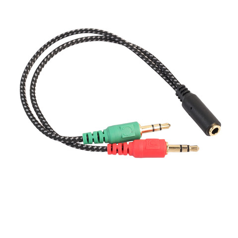 Câble adaptateur Audio 3.5mm Y séparateur 2 Jack mâle à 1 femelle casque micro tissé net accessoires de haute qualité ► Photo 1/6