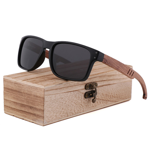 Lunettes de soleil en bois de mode faites à la main polarisées pour hommes et femmes lunettes de soleil en bois Sport conduite UV400 Occhiali da sole da uomo ► Photo 1/6