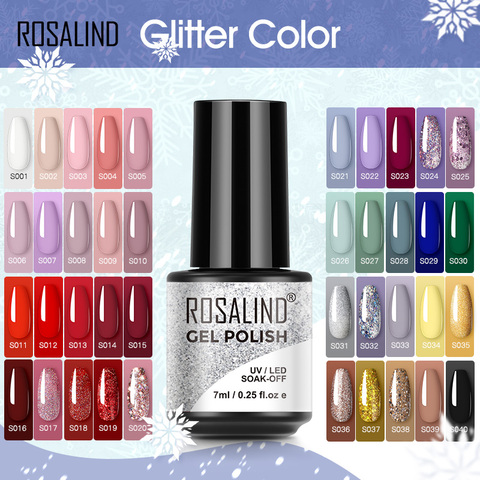 ROSALIND 7ML Gel vernis à ongles paillettes tout pour ongles manucure ongles Art Base couche de finition UV Semi Permanent Gel vernis ► Photo 1/6