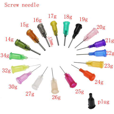 50pcs Vis Pointes De Précision Liquide Distributeur de Colle Seringue Luer-lok Aiguilles 14 15 16 17 18 19 20 21 22 23 24 25 28 30 34G Jauge ► Photo 1/6