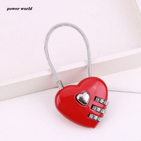 Câble en alliage de Zinc serrure de mot de passe mini amour coeur forme mot de passe cadenas voyage bagages paquet mot de passe serrure ► Photo 1/4