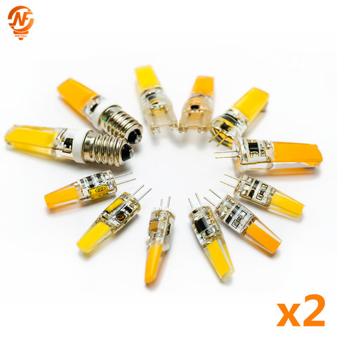 Ampoule LED COB G4 G9 E14 3W 6W AC/DC 12V 220V 360, remplacement d'angle de faisceau, lampes halogènes pour lustre, 2 pièces/lot ► Photo 1/6