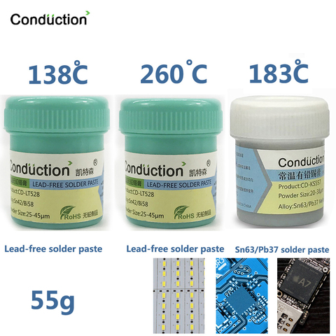 Étain à souder sans plomb, pâte à souder, entretien pour iPhone BGA 138 183 260 degrés de protection de l'environnement, boue de étain CPU, tin55g ► Photo 1/6